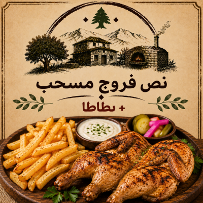نص فروج مسحب + بطاطا 