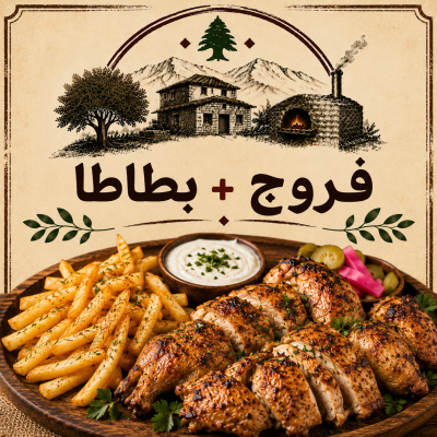 فروج مسحب + بطاطا 
